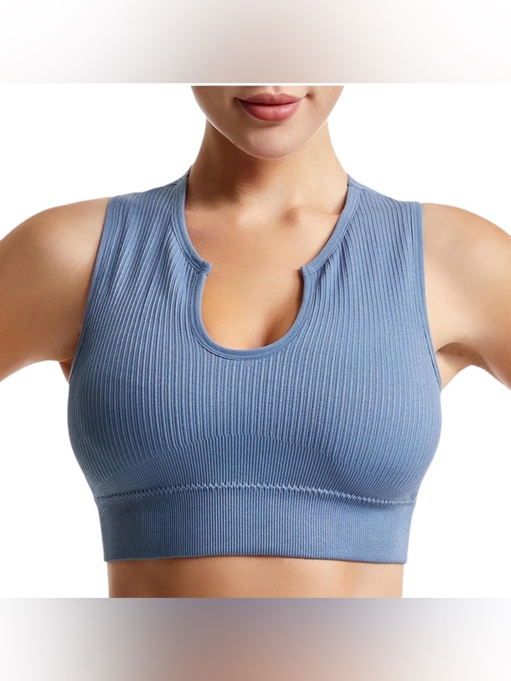 2- OQQ Medium Support Crop Top Seamless Ribbed SPORTS BRAS